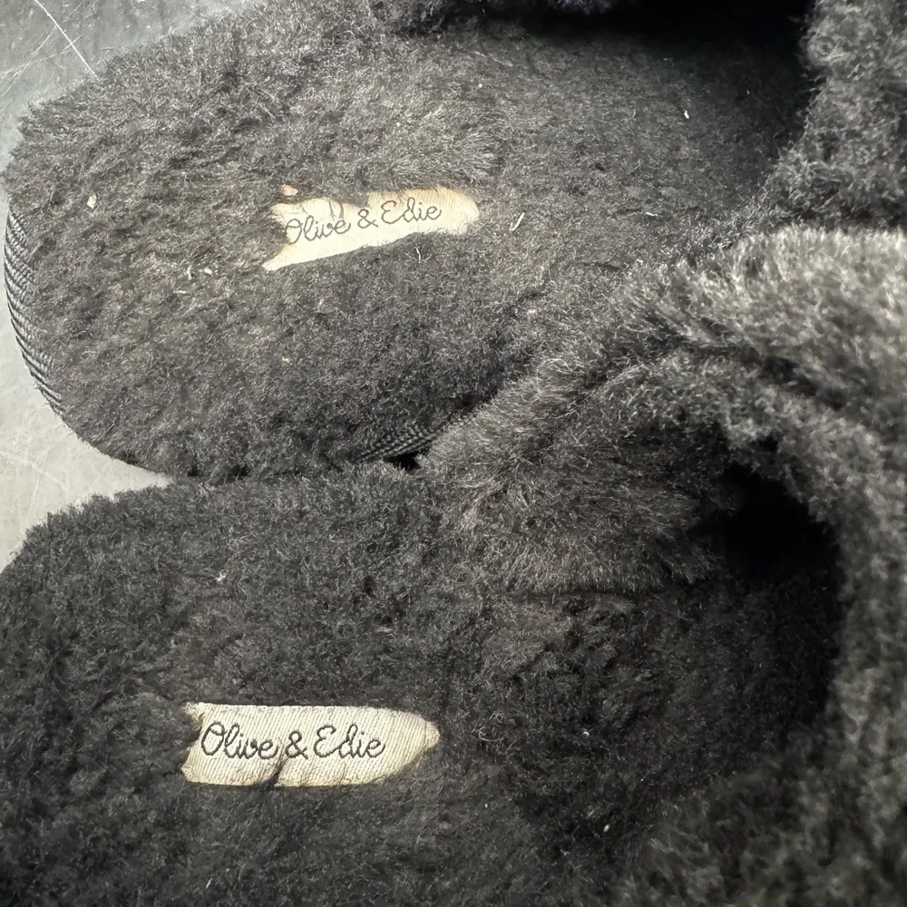 Olive & Edie Cheetah Print Furry Slippers Girls Size 13/1 Rubber Soles Faux Fur